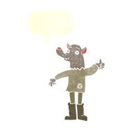 cartoon funny werewolf with speech bubble N17