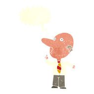 cartoon bald man asking question with speech bubble N10