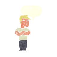 cartoon muscular man with speech bubble N10