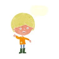 cartoon unhappy boy with speech bubble N55