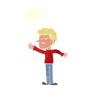 cartoon happy man reaching with speech bubble N10