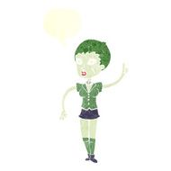 cartoon halloween girl with speech bubble N20