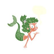 cartoon pretty mermaid with speech bubble N35