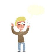 cartoon terrified man with speech bubble N205