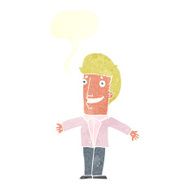 cartoon grining man with open arms speech bubble N10