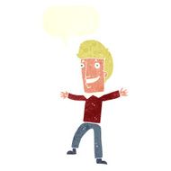 cartoon happy man with speech bubble N428