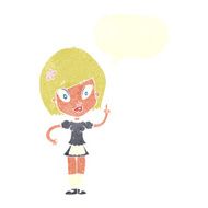 cartoon pretty maid with speech bubble N10