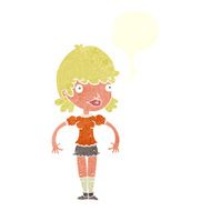 cartoon happy woman with speech bubble N235