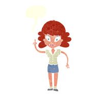 cartoon happy woman with idea speech bubble N10