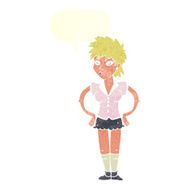 cartoon woman with hands on hips speech bubble N202