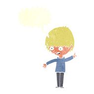 cartoon boy with question speech bubble N19
