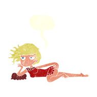 cartoon woman in sexy pose with speech bubble N18