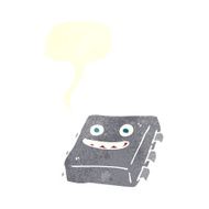 cartoon computer chip with speech bubble N5