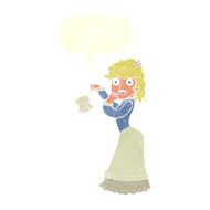 cartoon victorian woman dropping handkerchief with speech bubble N10