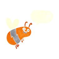 funny cartoon bee with speech bubble N17