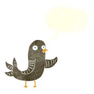 cartoon waving bird with speech bubble N19