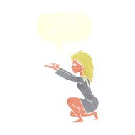 cartoon woman casting spel with speech bubble N2