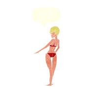 cartoon bikini woman with speech bubble N2