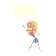 cartoon woman dancing with speech bubble N27