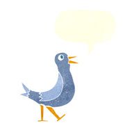 cartoon walking bird with speech bubble N17