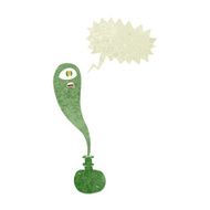 cartoon halloween ghost in bottle with speech bubble N18