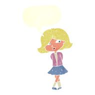 cartoon happy girl with speech bubble N81
