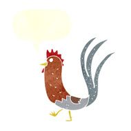 cartoon cockerel with speech bubble N27