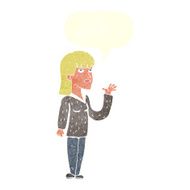 cartoon woman explaining with speech bubble N43