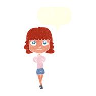 cartoon happy girl with speech bubble N82