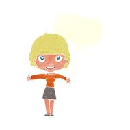 cartoon happy girl with speech bubble N83