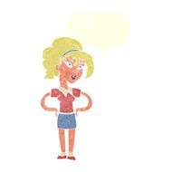 cartoon woman with hands on hips speech bubble N203