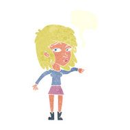 cartoon woman playing it cool with speech bubble N10