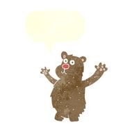 cartoon funny bear with speech bubble N3
