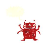 cartoon alien monster with speech bubble N10