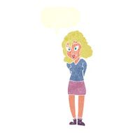 cartoon confused woman with speech bubble N80
