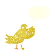 cartoon waving bird with speech bubble N20