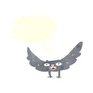 cartoon spooky vampire bat with speech bubble N7