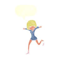 cartoon woman kicking off sock with speech bubble N10