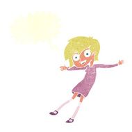 cartoon crazy excited girl with speech bubble N9