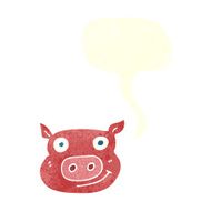 cartoon pig face with speech bubble N10