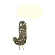 funny cartoon bird with speech bubble N119