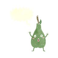 cartoon frightened pear with speech bubble N9