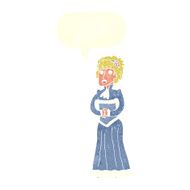 cartoon shocked victorian woman with speech bubble N10