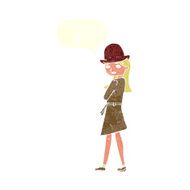cartoon female spy with speech bubble N23