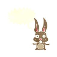 cartoon rabbit with speech bubble N86