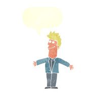 cartoon happy man with speech bubble N429