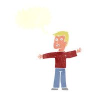 cartoon surprised man with speech bubble N128
