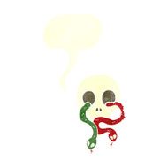 cartoon skull with snakes speech bubble N6
