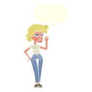 cartoon woman ignoring with speech bubble N19