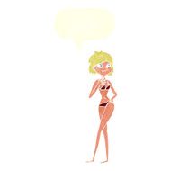 cartoon woman in bikini with speech bubble N48